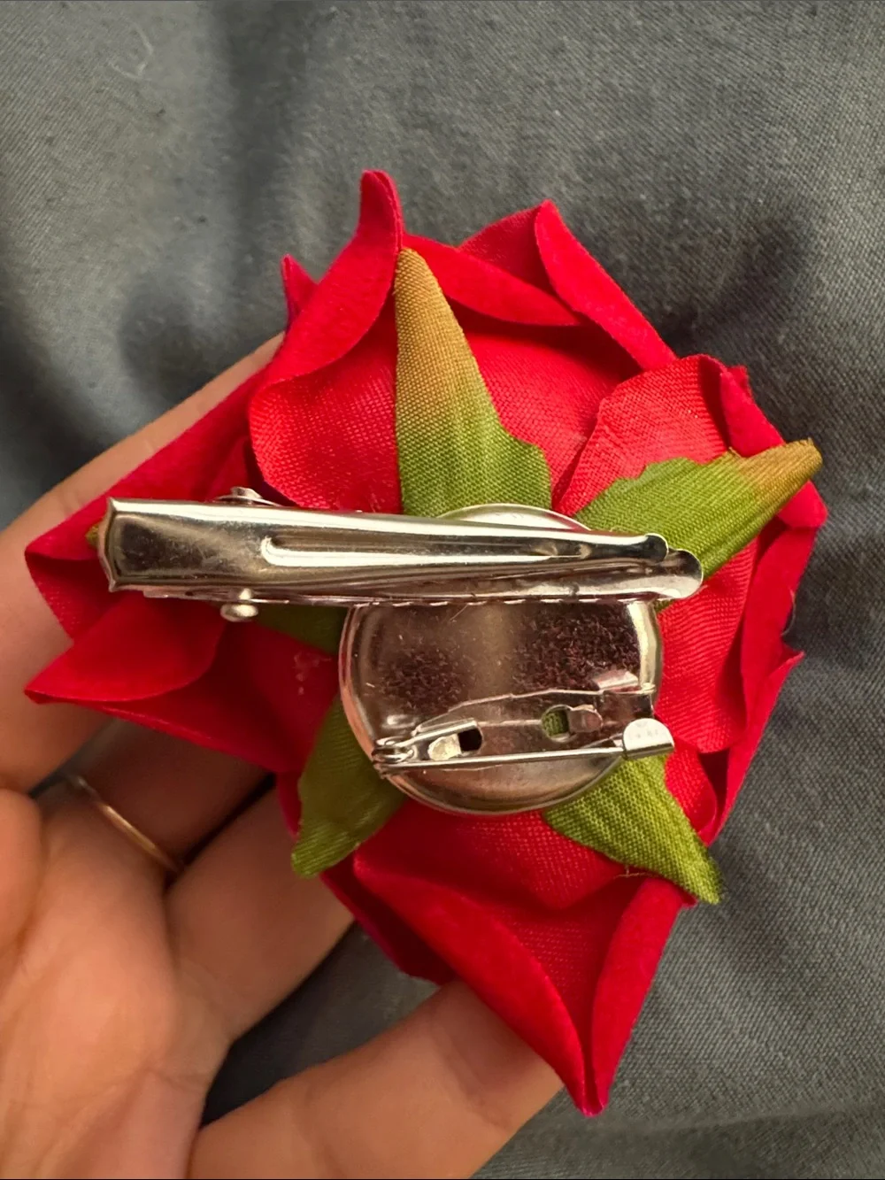 Zara Red Velvet Rose Hair Clip/Brooch -Women Accessories